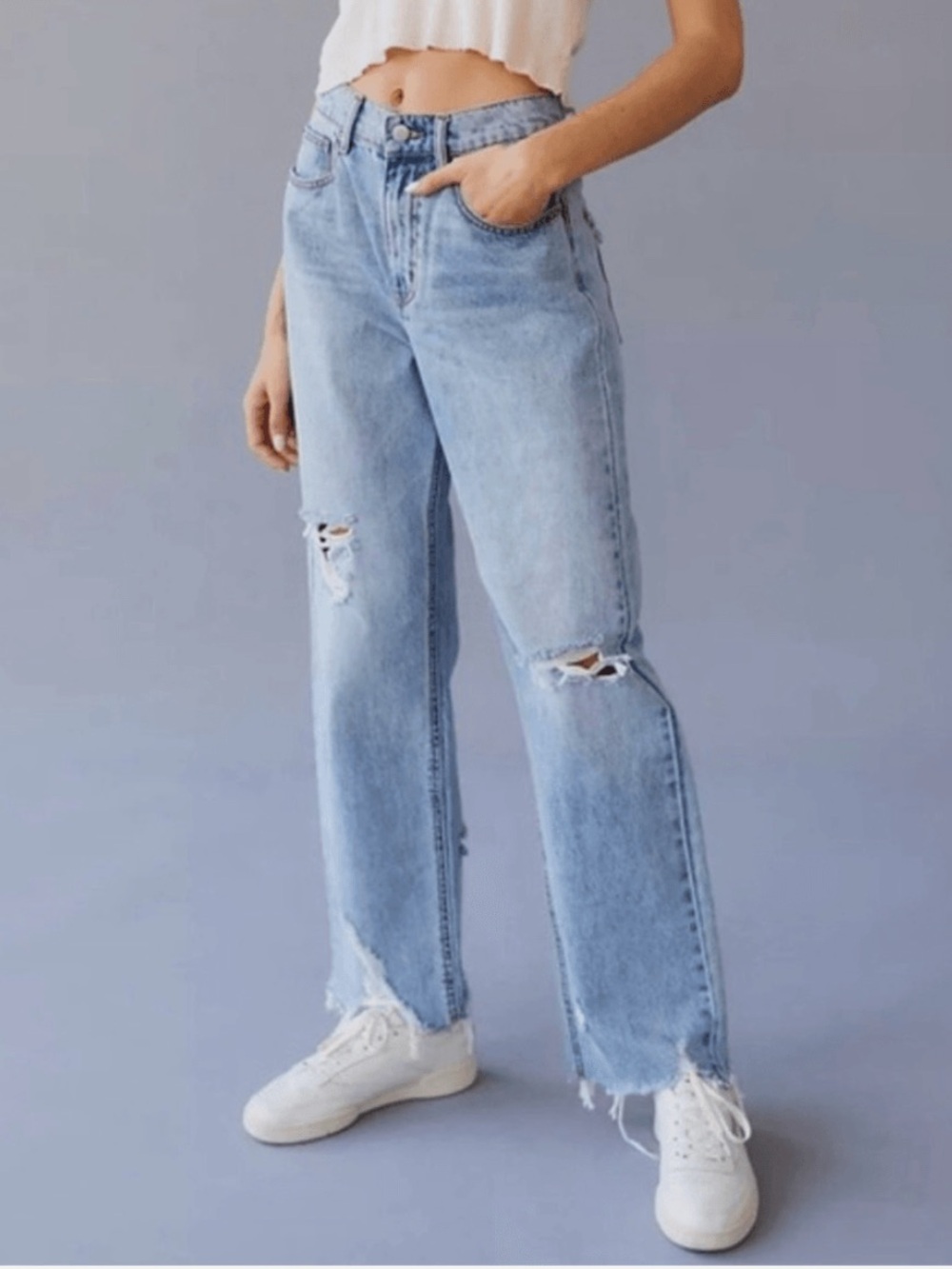 BDG Distressed Blue Denim Jeans Raw Hem Size 26